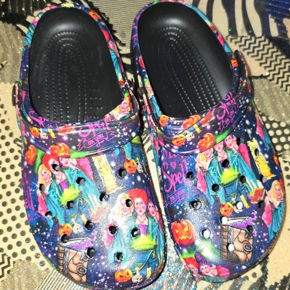 Hocus Pocus Themed Slide Croc Style Shoes